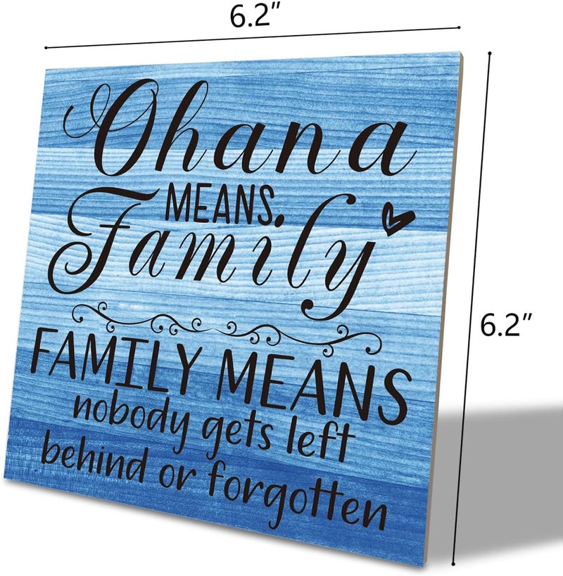 SUSZDOU “Family Means Nobody Gets Left Behind or Forgotten”, 6.2x6.2 Inch Table Art Sign, Farmhouse Quote Decor for Living Room or Home Tabletop C - Image 2
